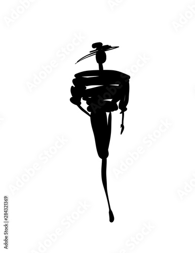 Fashion models sketch hand drawn silhouette pop art