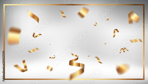 White background design with golden ribbon decoration