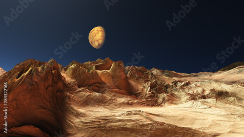 Fototapeta Naklejka Na Ścianę i Meble -  space mars terrain aerial shot