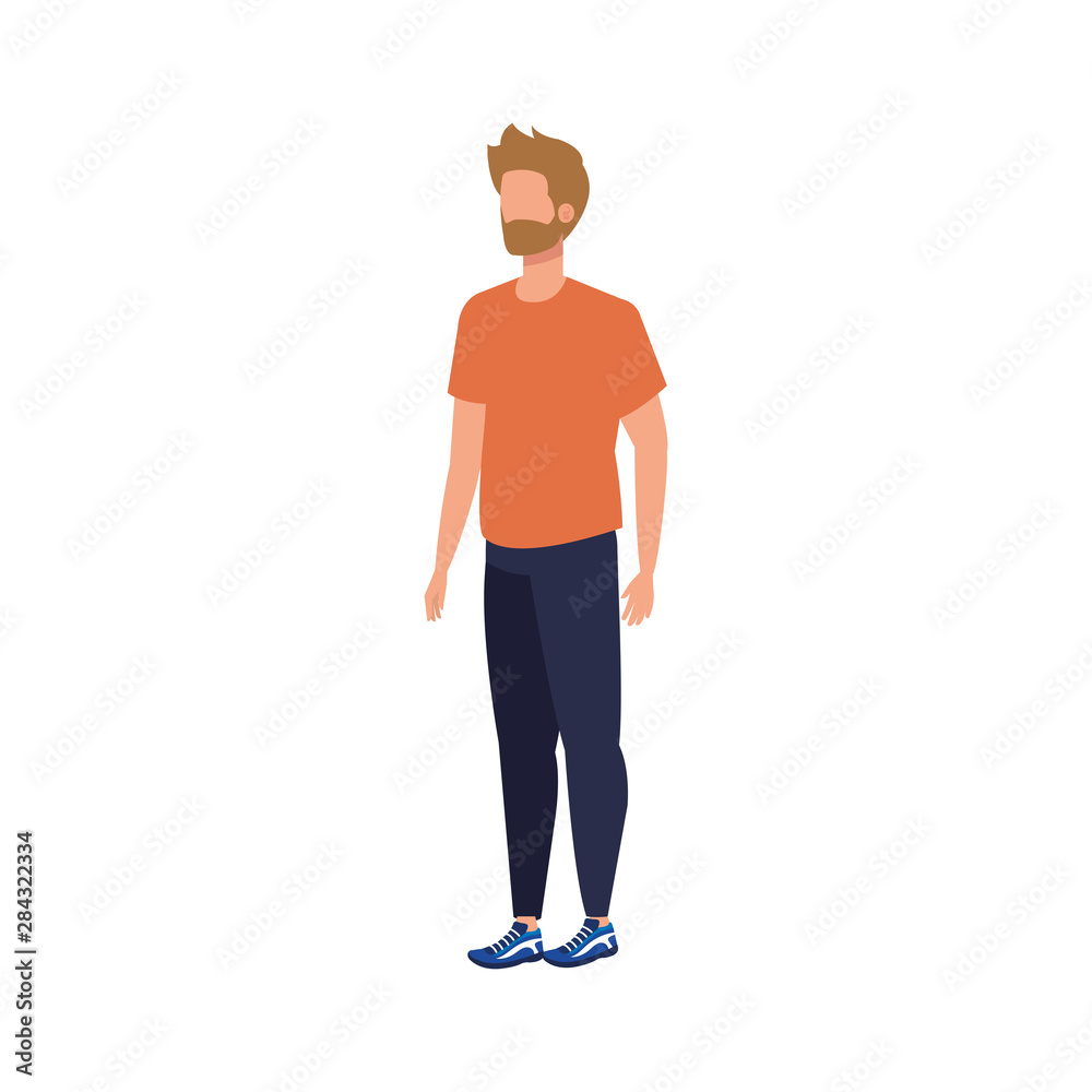 young and casual man with beard character young and casual man with beard character