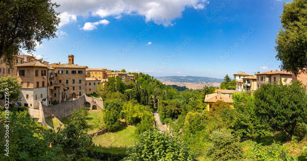 Tuscany, Volterra town skyline, church and panorama view, Maremma, Italy