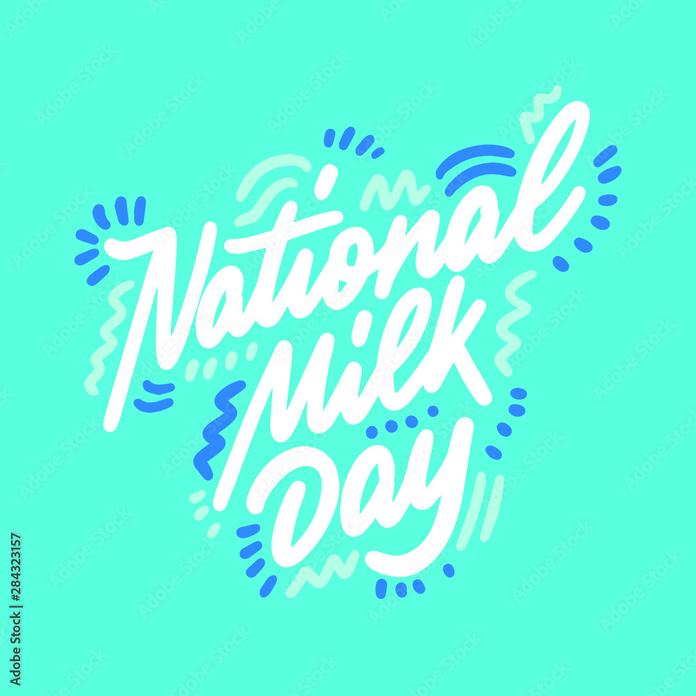 Isolated blue vector milk logo. Paint blot icon. Uppercase lettering modern design. Simple flat label. Healthy dairy natural products symbol. National milk day vector illustration Isolated blue vector milk logo. Paint blot icon. Uppercase lettering modern design. Simple flat label. Healthy dairy natural products symbol. National milk day vector illustration