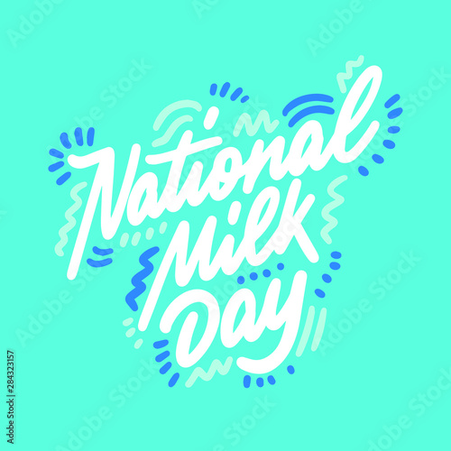 Isolated blue vector milk logo. Paint blot icon. Uppercase lettering modern design. Simple flat label. Healthy dairy natural products symbol. National milk day vector illustration © visio