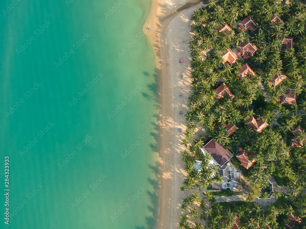 Aerial view on Mae Nam beach on Koh Smaui island, Thailand.