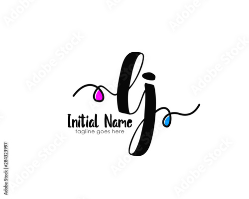 L J LJ Initial brush color logo template vetor photo