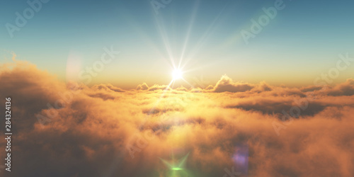 heaven, sunset over the clouds