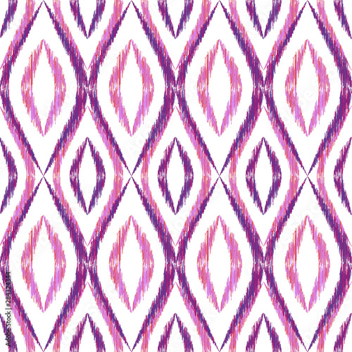 Ikat ogee seamless vector pattern illustration.