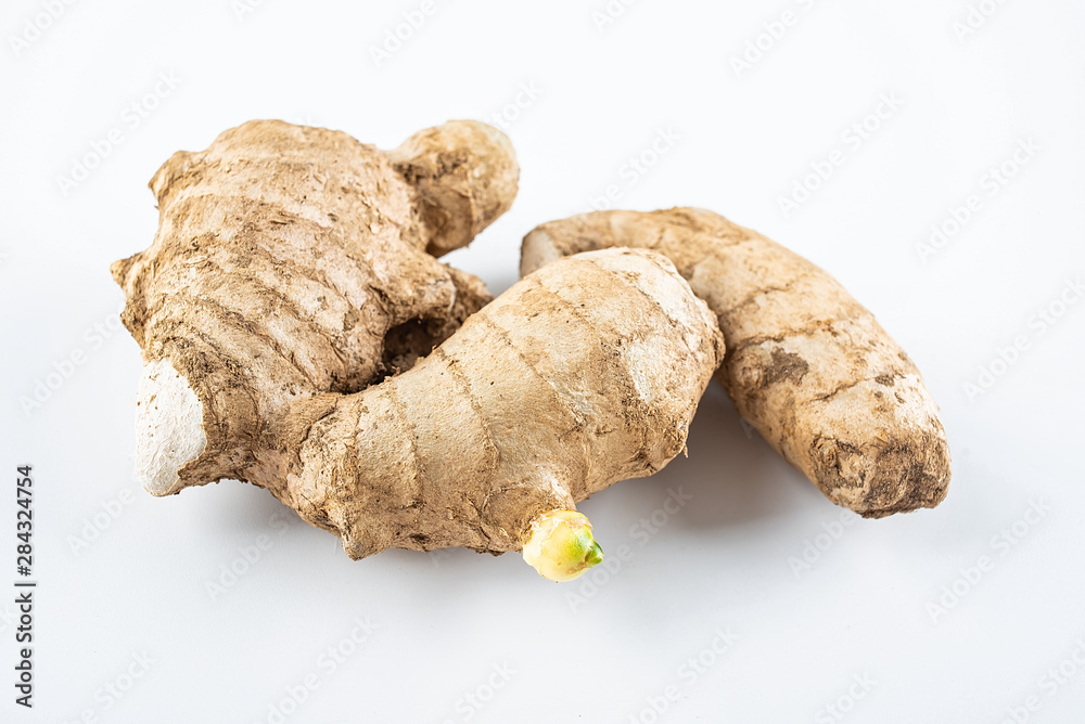 Ingredients ginger on a white background