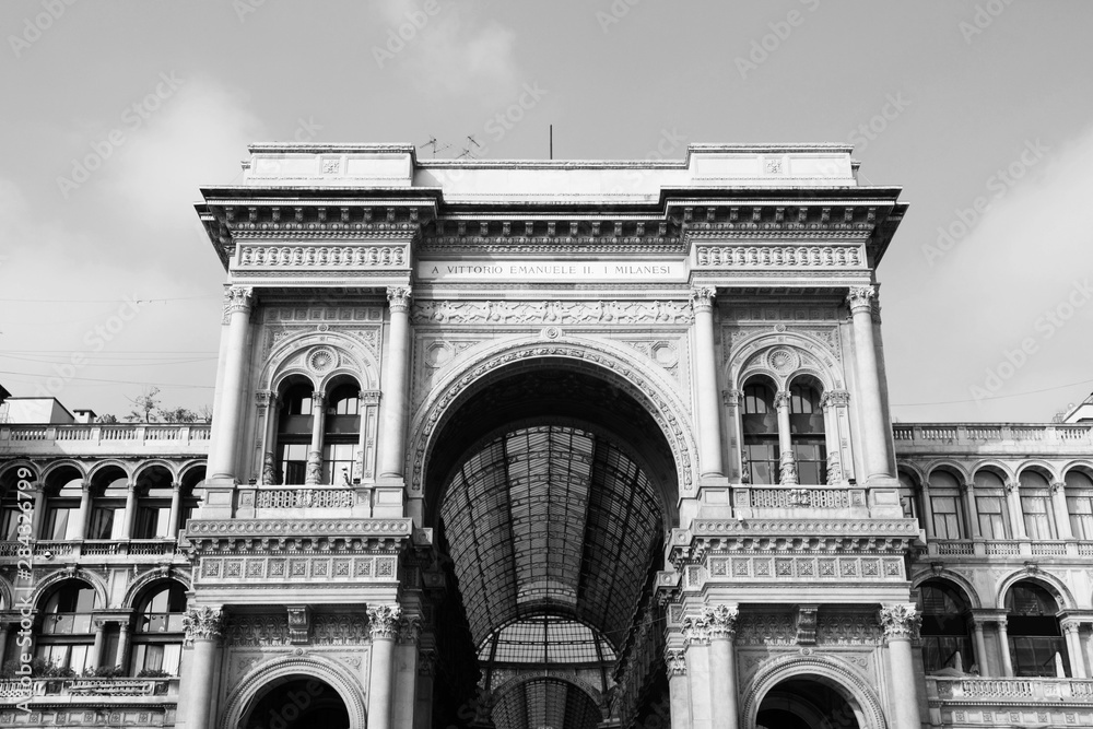 Milan. Black and white photo.