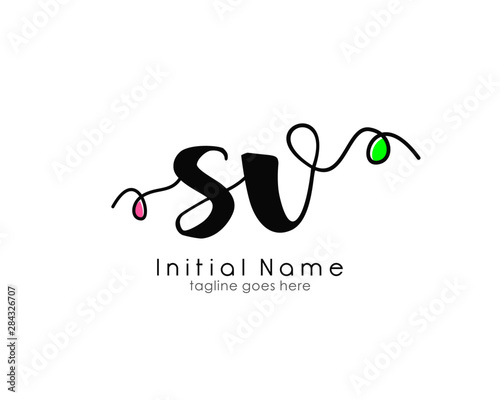 S V SV Initial brush color logo template vetor