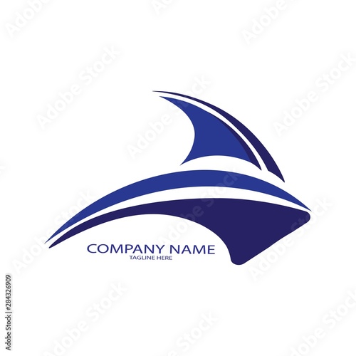 blue ship logo vector