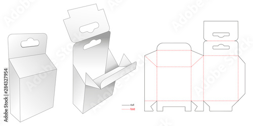 Paper hooking box hanging tab template and stamp