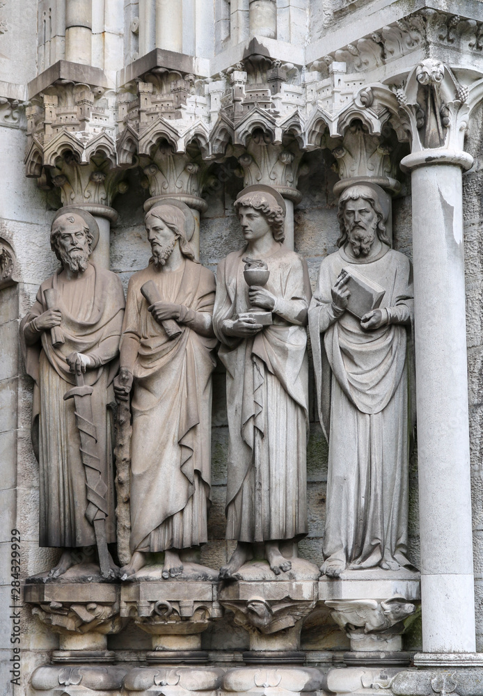 Saint Fin Barre's Cathedral is cathedral in the city of Cork, Ireland. Front entrance sculpture