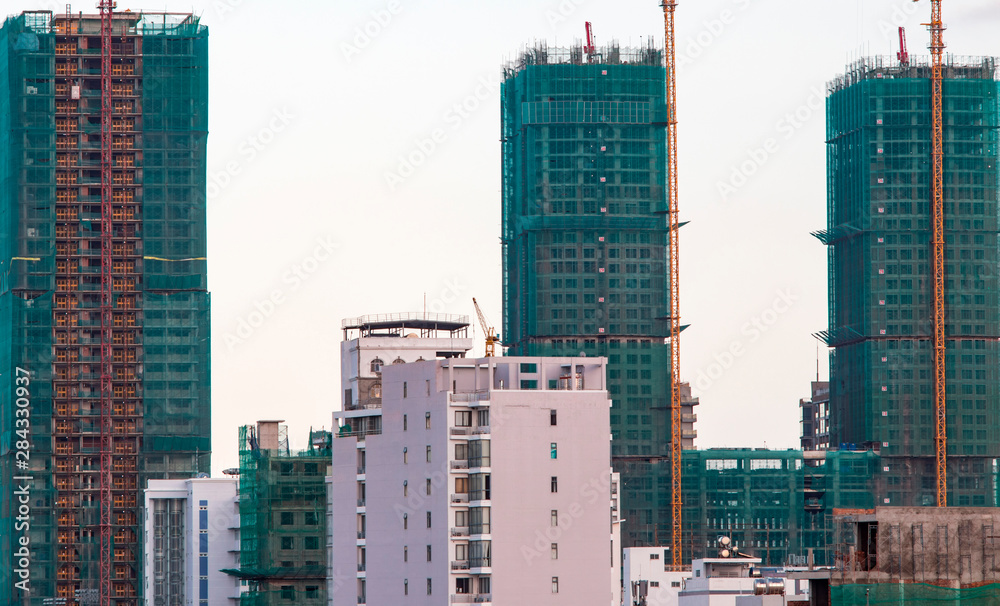 Fototapeta premium Nha Trang city. View of high-rise buildings under construction