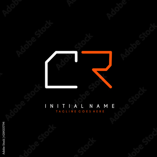 Initial C R CR minimalist modern logo identity vector