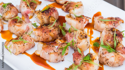 Grilled shrimp on plate
