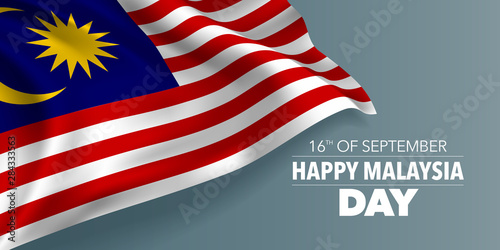 Happy Malaysia day greeting card, banner with template text vector illustration
