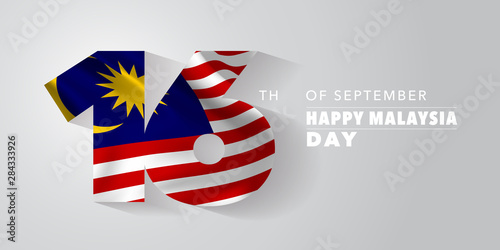 Happy Malaysia day greeting card, banner, vector illustration.