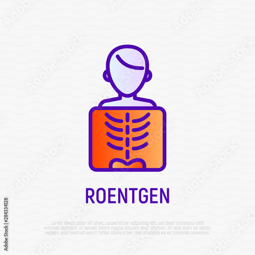 Roentgen thin line icon. X-ray examination. Medical research. Modern vector illustration.