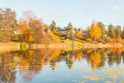 Autumn between villages, nature and water in Scandinavia