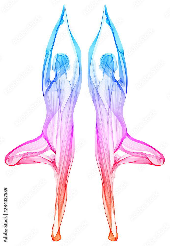 Obraz premium Abstract human's silhouette, standing yoga pose, asana