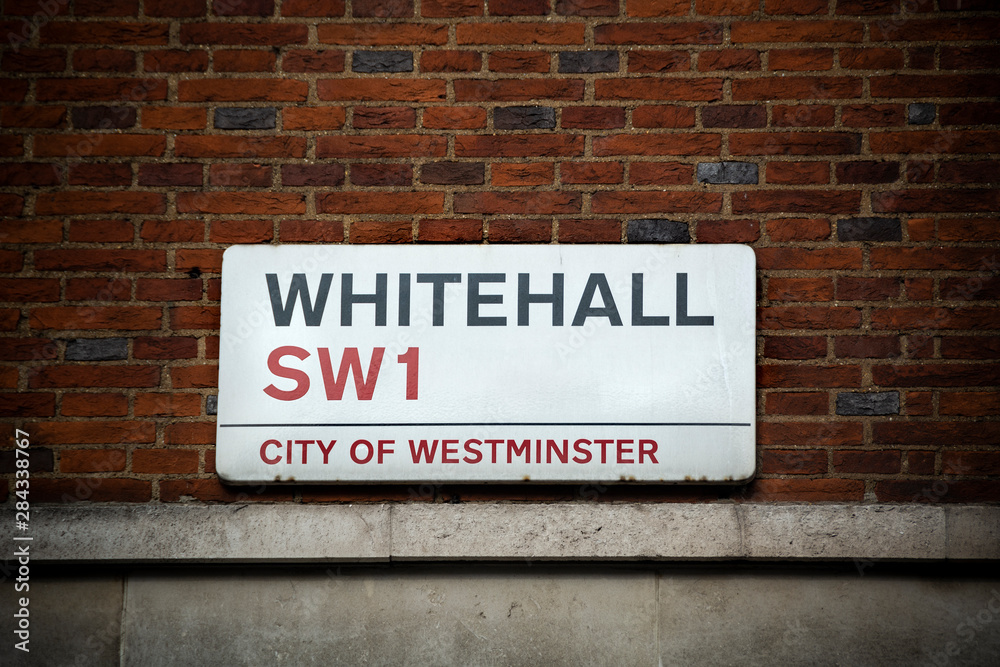 Whitehall street sign in Westminster central London Whitehall street sign in Westminster central London