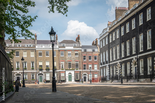 An attractive Georgian square of houses in London, UK