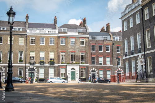 An attractive Georgian square of houses in London, UK