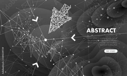 Future protection technology with hand and arrows on full color liquid beautiful geometric thin line background. Big data selections and tomorrow intellectual systems.