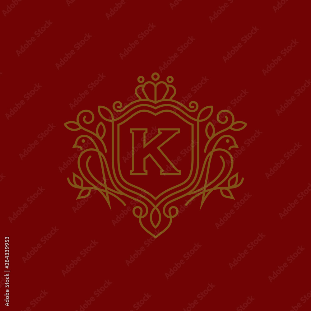 Luxury Bird Heraldry Logo Template Vector Luxury Bird Heraldry Logo Template Vector
