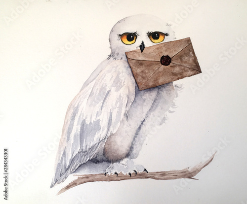owl holding a letter