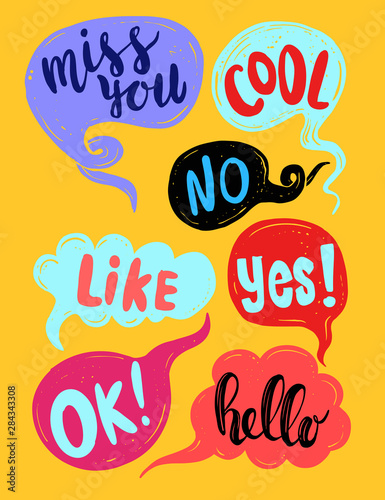 Hand drawn set of speech bubbles