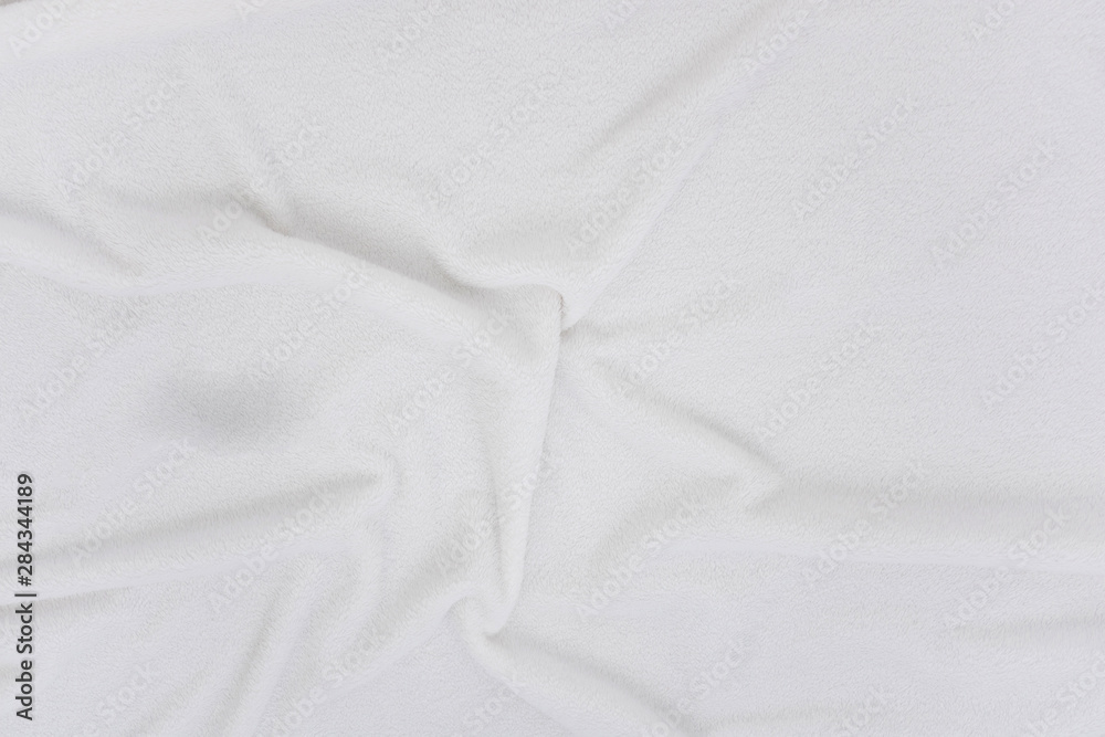 white crumpled blanket, texture, top view