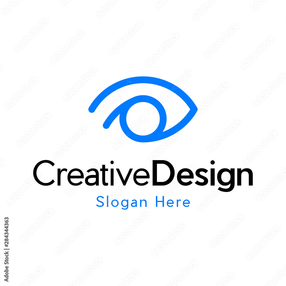 Eye Logo design vector template. line media icon. Vision Logotype concept idea, vision logo concept. Flat line eye icon design template. Eye Logo design vector template. line media icon. Vision Logotype concept idea, vision logo concept. Flat line eye icon design template.