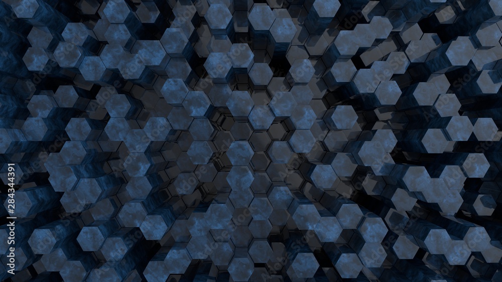 Hexagonal dark blue sapphire background texture. 3d illustration, 3d rendering Hexagonal dark blue sapphire background texture. 3d illustration, 3d rendering
