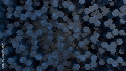 Hexagonal dark blue sapphire background texture. 3d illustration, 3d rendering © Sono Creative