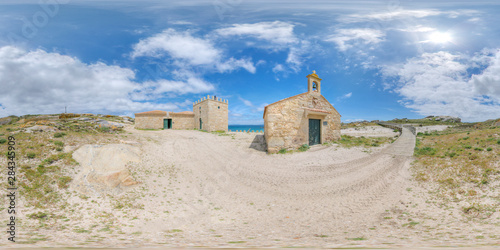 360 photo of an old church and an antique fortress for the defense of the island of S  lvora
