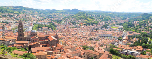 Superb panoramic view of the city of Le Puy en Velay from the rock of Notre Dame de France (Our Lady of France)