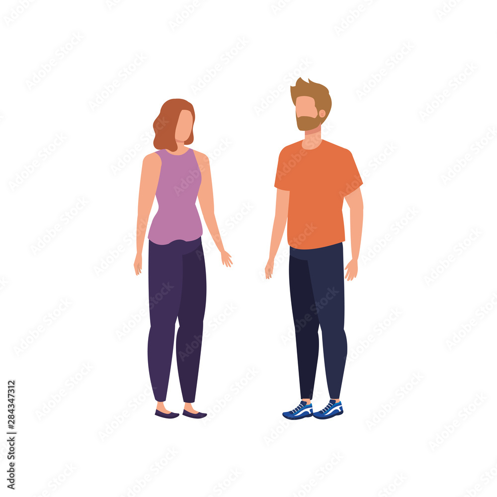 Fototapeta premium young lovers couple avatars characters