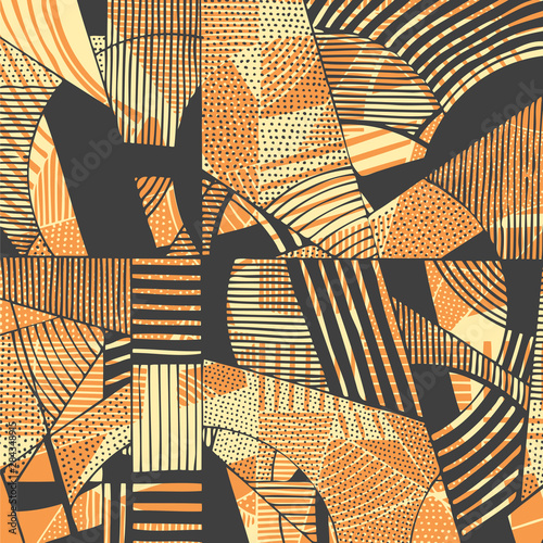 Abstract geometric composition. Hand drawn background. vector illustration