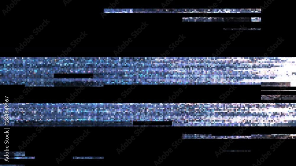 Unique Design Digital Pixel Noise Glitch Error Video Damage, Black Screen - Use For VFX Compositiong or Editing.
