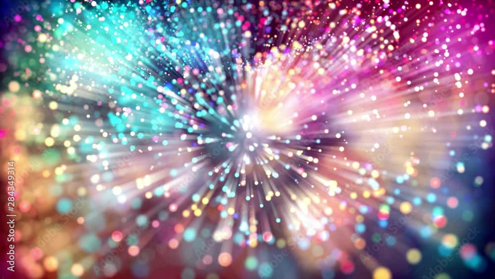 4k abstract background with multicolor light rays like laser show, with ...