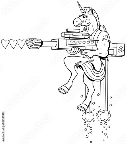 Unicorn Soldier Line Art