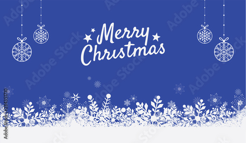 Christmas background with Christmas res balls, snowflakes, on white background