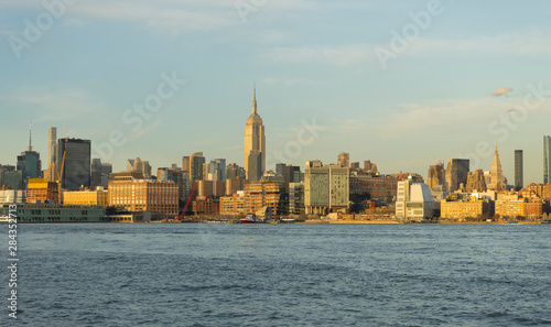 Midtown Manhattan Cityscape Skyline at Sunset from Hoboken New Jersey  USA