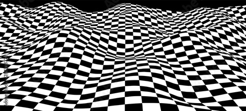 Fototapeta Naklejka Na Ścianę i Meble -  Black and white abstract wave. Optical illusion. Twisted vector illustration.