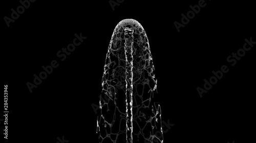 4K slow motion water fountain isolated on a black background with alpha matte