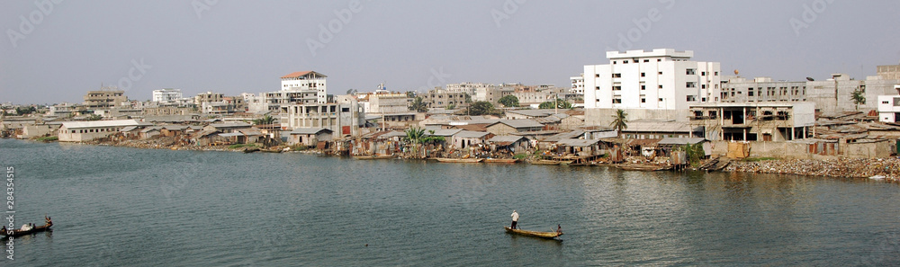 Benin, Cotonou. The city, seen from the bridge 