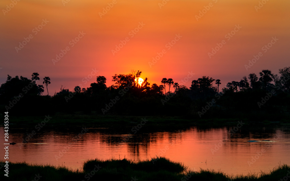 Okavango River, Botswana, Africa sunrise