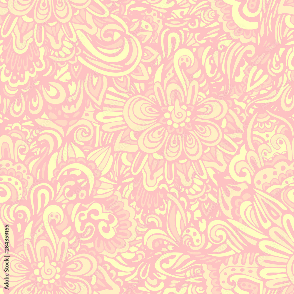 Vintage doodle background endlress organic pattern for fabric